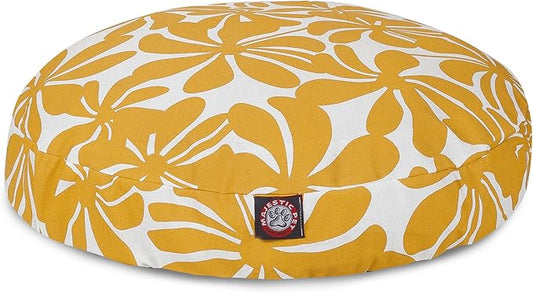 Yellow Plantation Medium Round Indoor Outdoor Pet Dog Bed With Removable Washable Cover By Majestic Pet Products